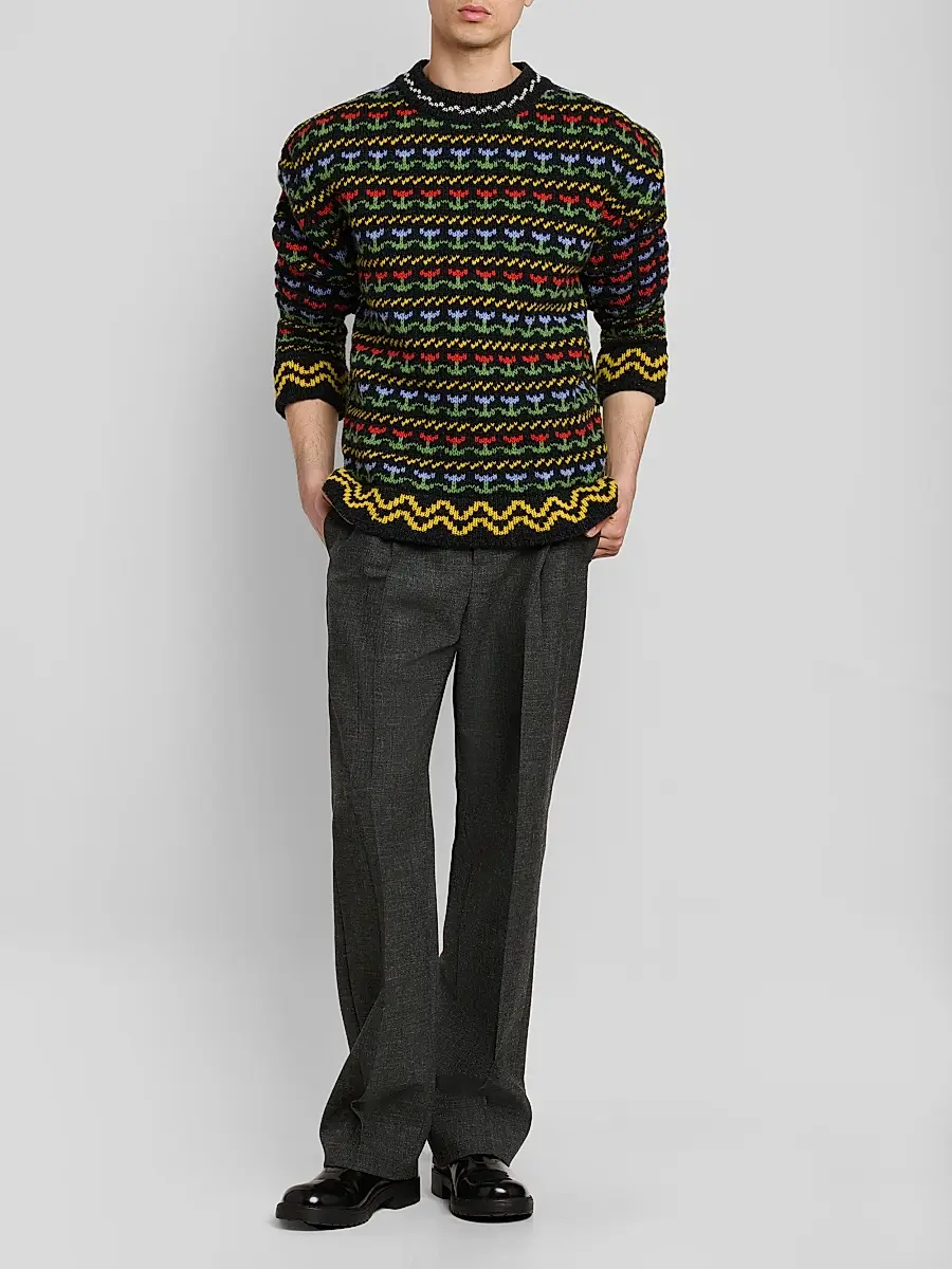Marni Men's Floral Wool Knit Crewneck Sweater | Thumbnail 2 Marni Men's Floral Wool Knit Crewneck Sweater | Thumbnail 2