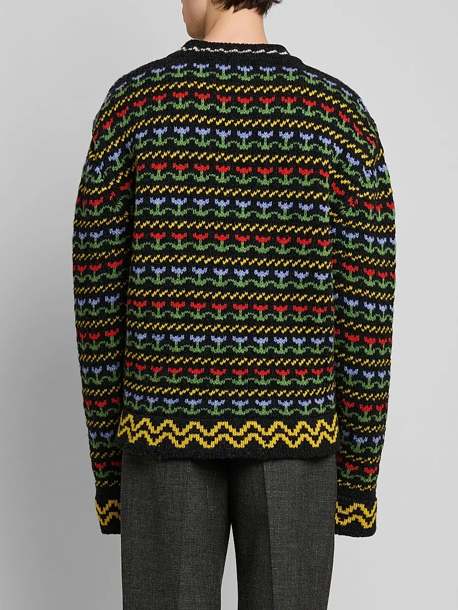 Marni Men's Floral Wool Knit Crewneck Sweater | Thumbnail 3 Marni Men's Floral Wool Knit Crewneck Sweater | Thumbnail 3