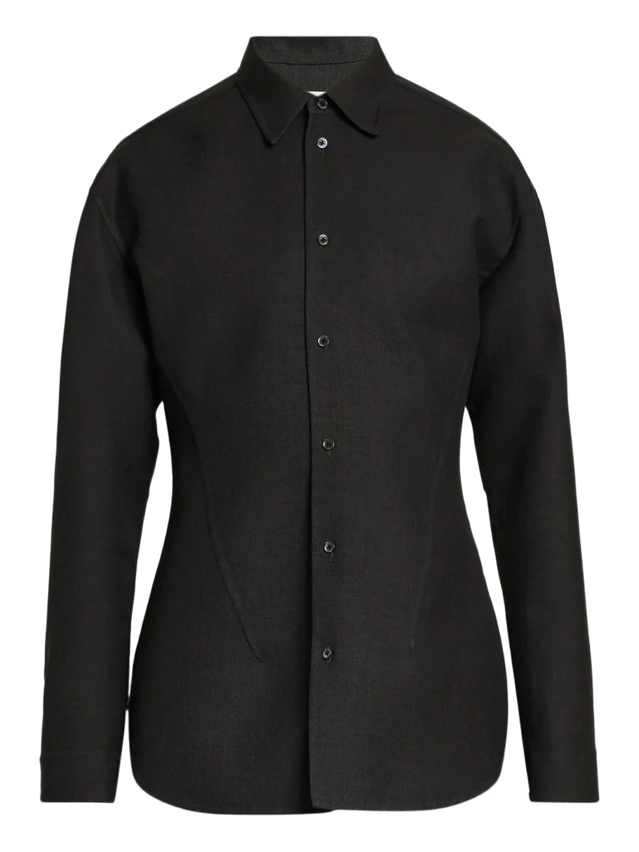 Jil Sander Men's Tailored Double-Splittable Wool-Twill Melange Dress Shirt