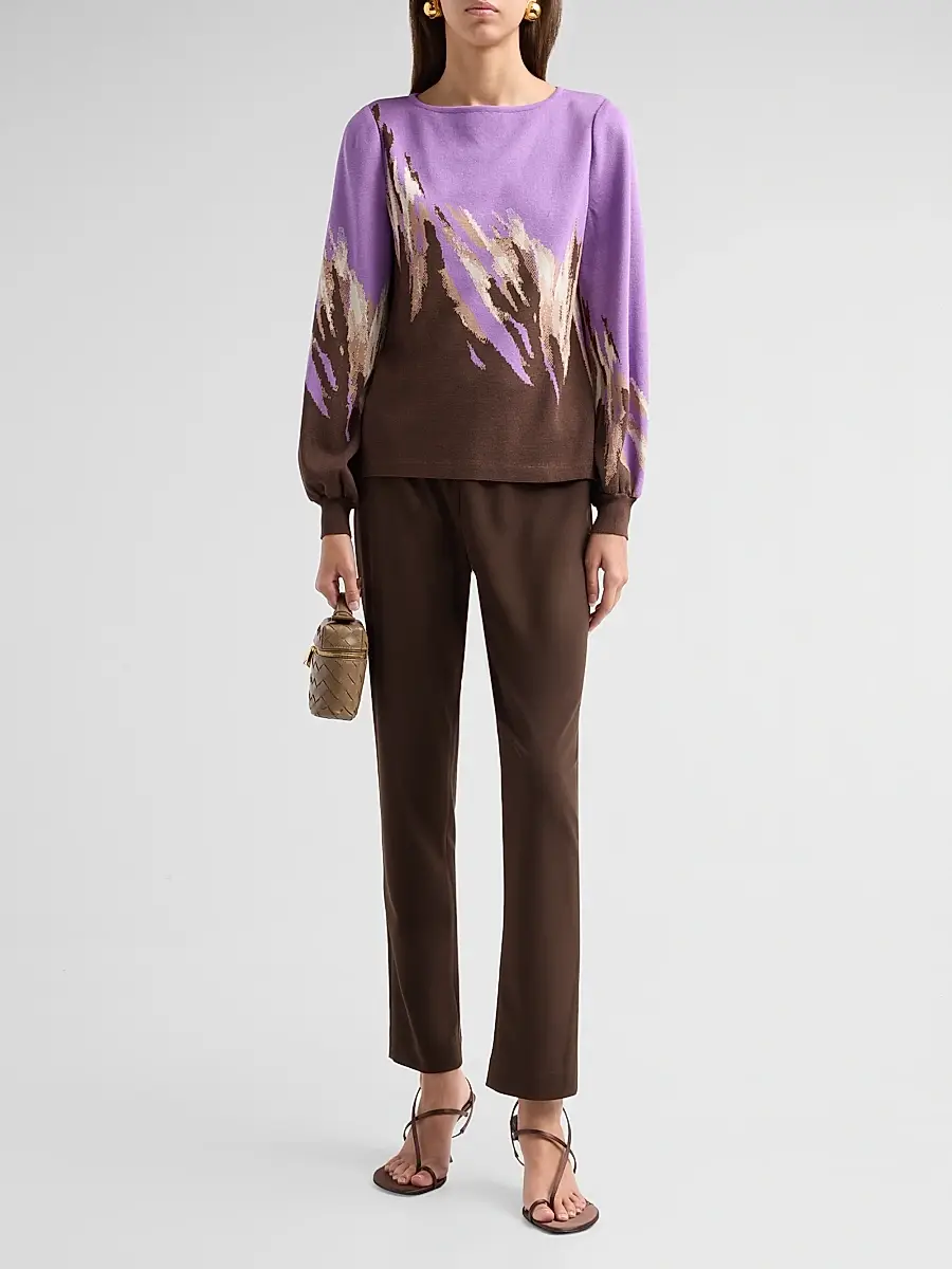 Ming Wang Women's Deco Crepe Straight-Leg Pants | Thumbnail 2