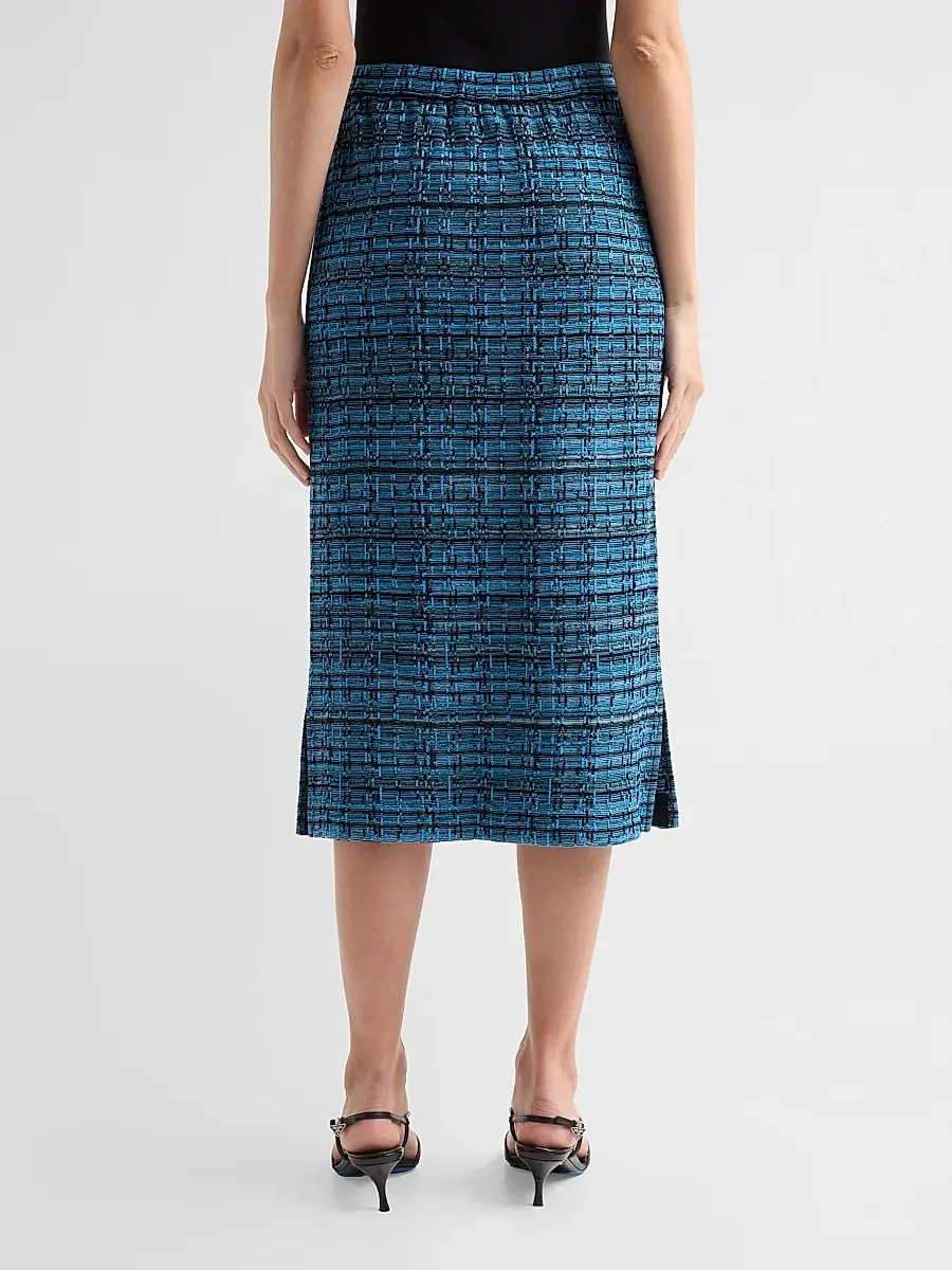 Ming Wang Women's Tweed Checked Pencil Midi Skirt | Thumbnail 3 Ming Wang Women's Tweed Checked Pencil Midi Skirt | Thumbnail 3