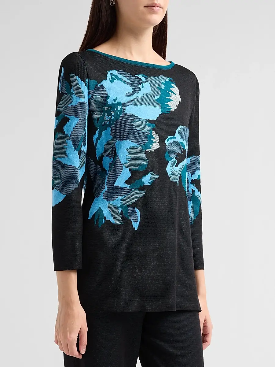 Ming Wang Women's Floral Jacquard Tunic Top | Thumbnail 4 Ming Wang Women's Floral Jacquard Tunic Top | Thumbnail 4