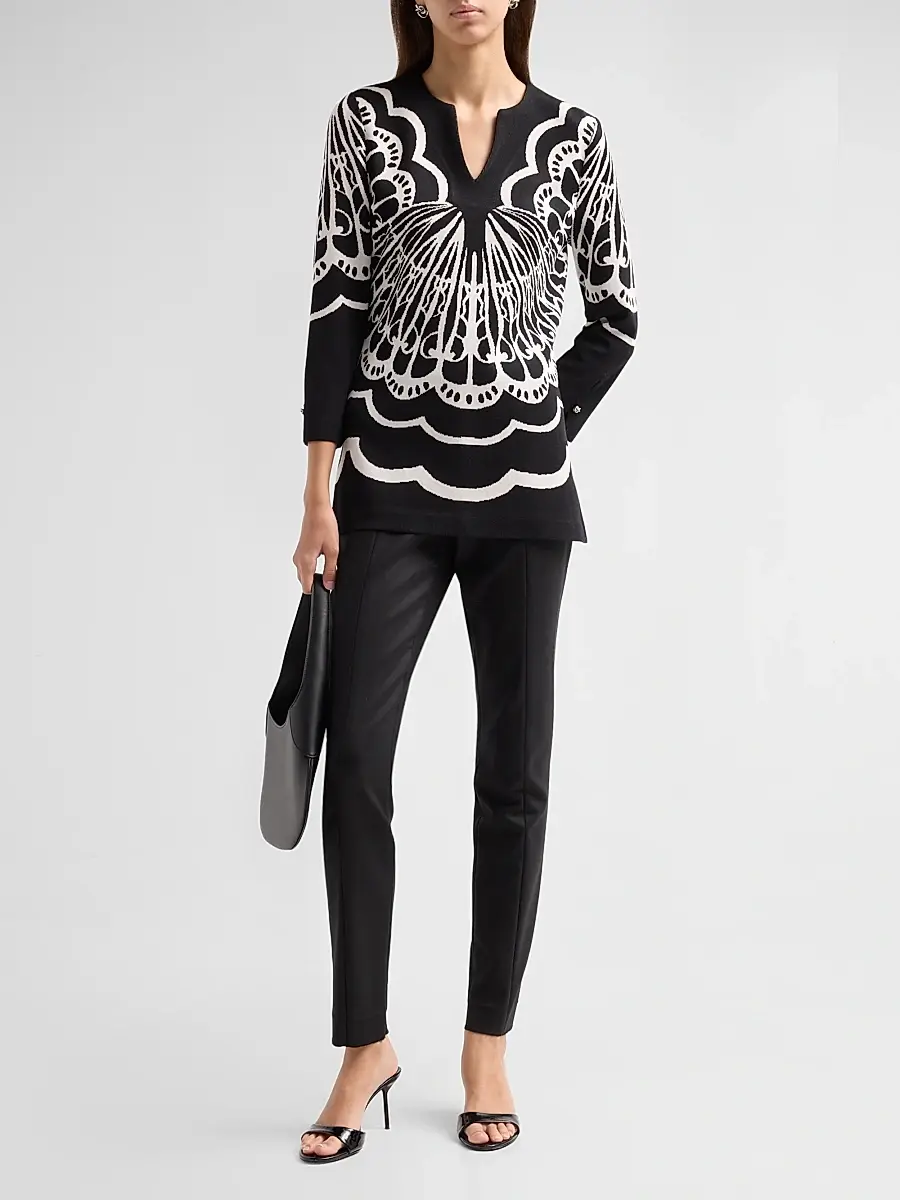 Ming Wang Women's Aria Abstract Jacquard Tunic | Thumbnail 2