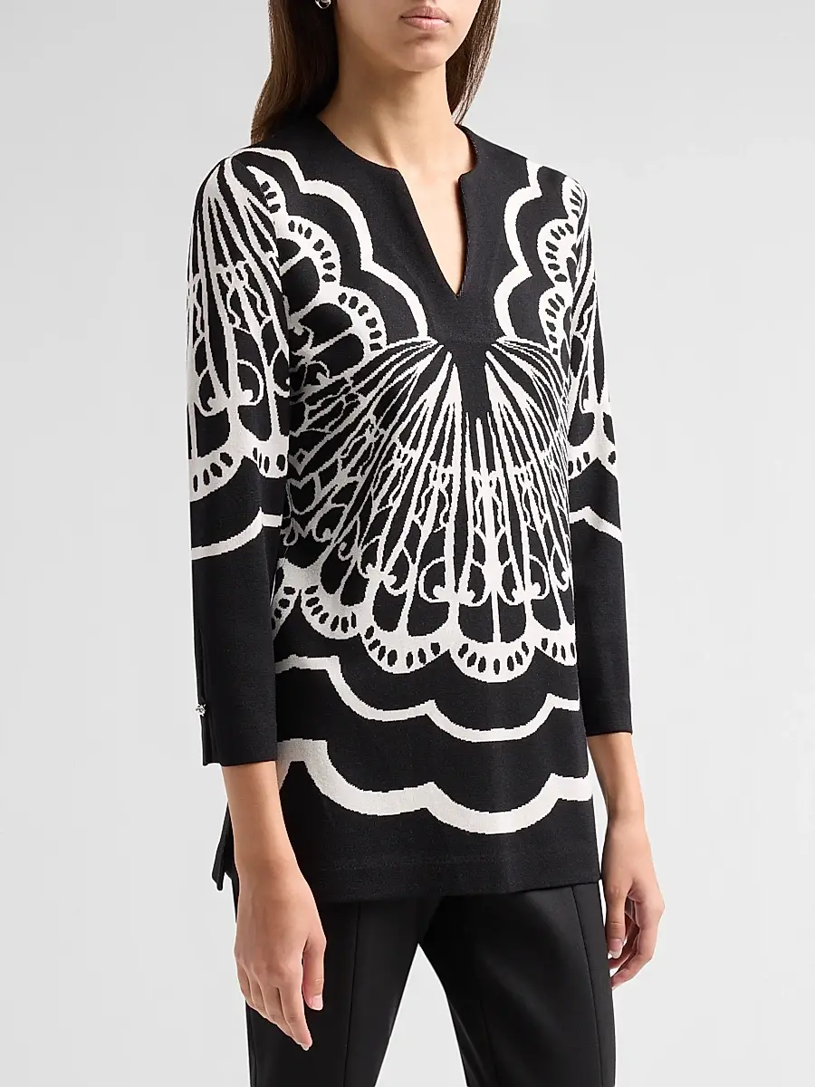 Ming Wang Women's Aria Abstract Jacquard Tunic | Thumbnail 4
