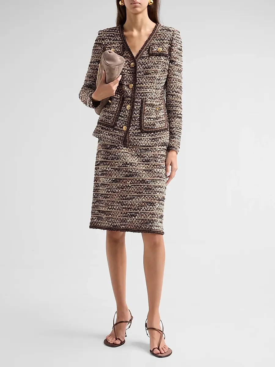 Ming Wang Women's Eyelash Tweed Knit A-Line Knee-Length Skirt | Thumbnail 2 Ming Wang Women's Eyelash Tweed Knit A-Line Knee-Length Skirt | Thumbnail 2