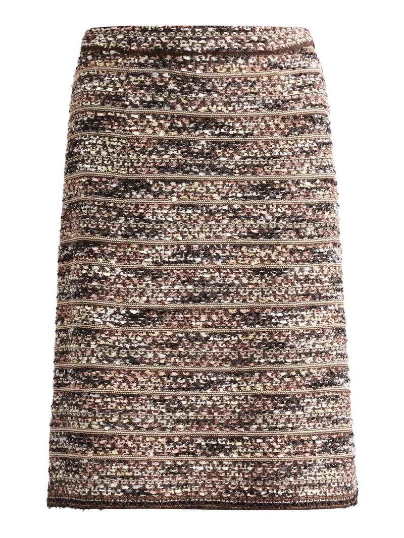 Women's Eyelash Tweed Knit A-Line Knee-Length Skirt