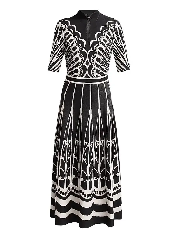 Women's Graphic-Print Keyhole Midi Dress Women's Graphic-Print Keyhole Midi Dress