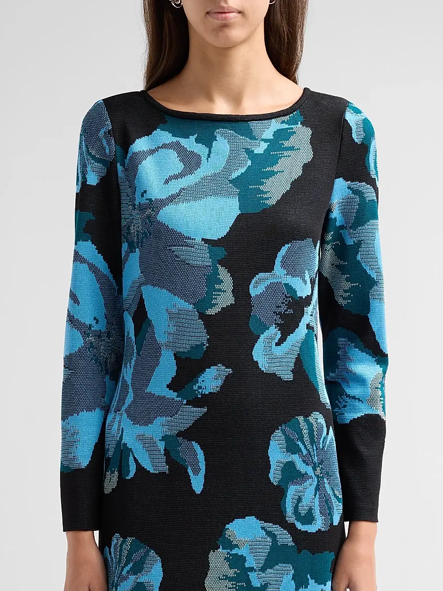 Ming Wang Women's Floral Jacquard Sheath Midi Dress | Thumbnail 5 Ming Wang Women's Floral Jacquard Sheath Midi Dress | Thumbnail 5