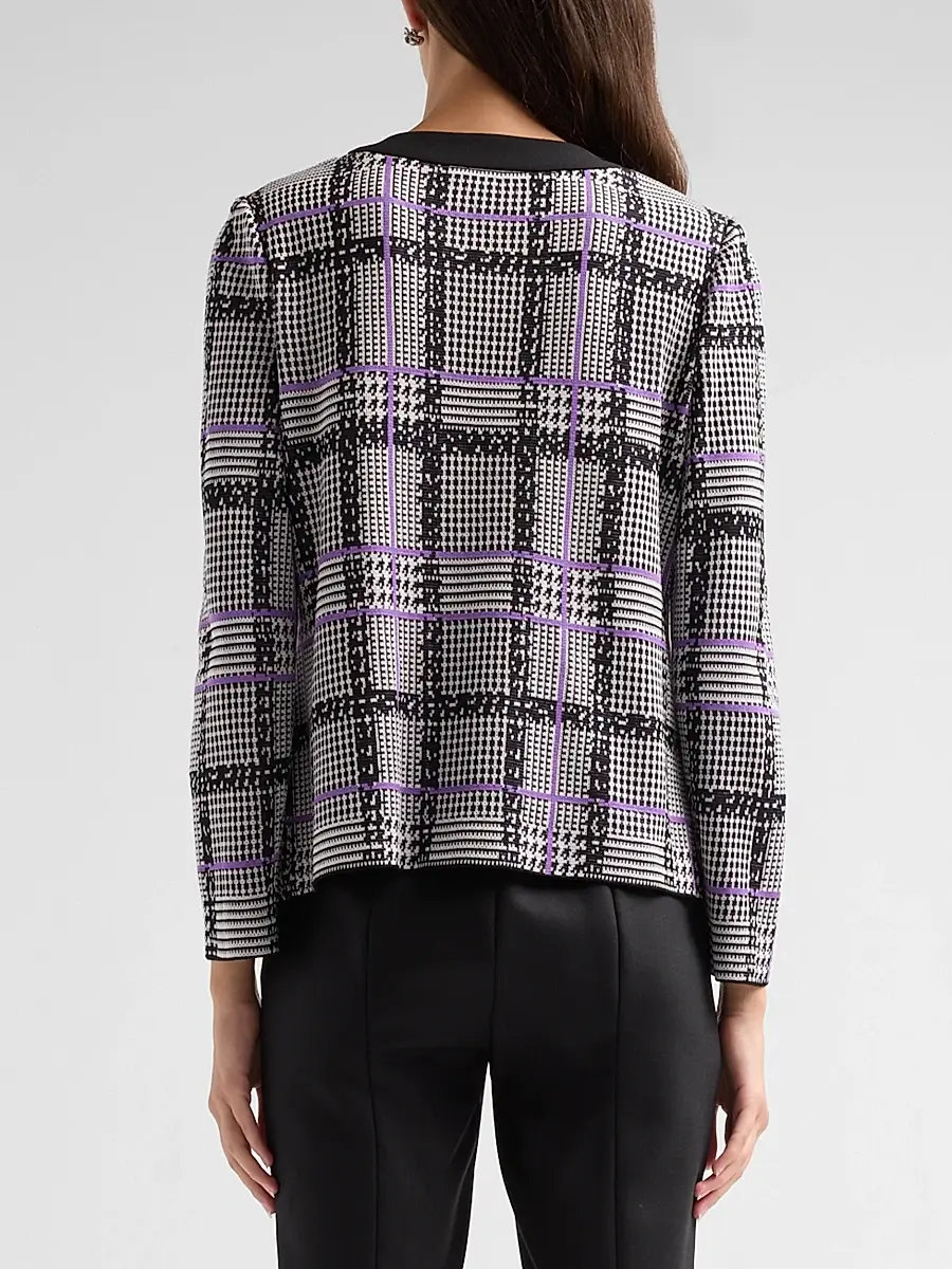 Ming Wang Women's Plaid Tweed Jacket | Thumbnail 3