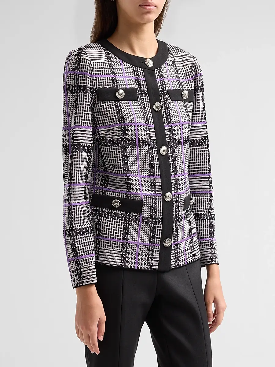 Ming Wang Women's Plaid Tweed Jacket | Thumbnail 4