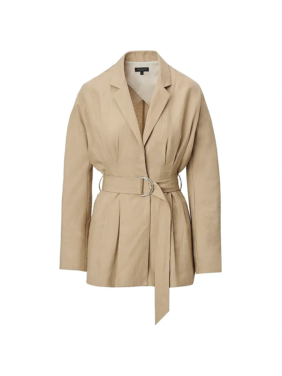 rag & bone Women's Mandi Belted Linen Blazer