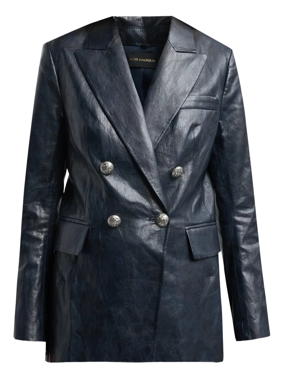 Women's Alyson Faux-Leather Double-Breasted Jacket Women's Alyson Faux-Leather Double-Breasted Jacket