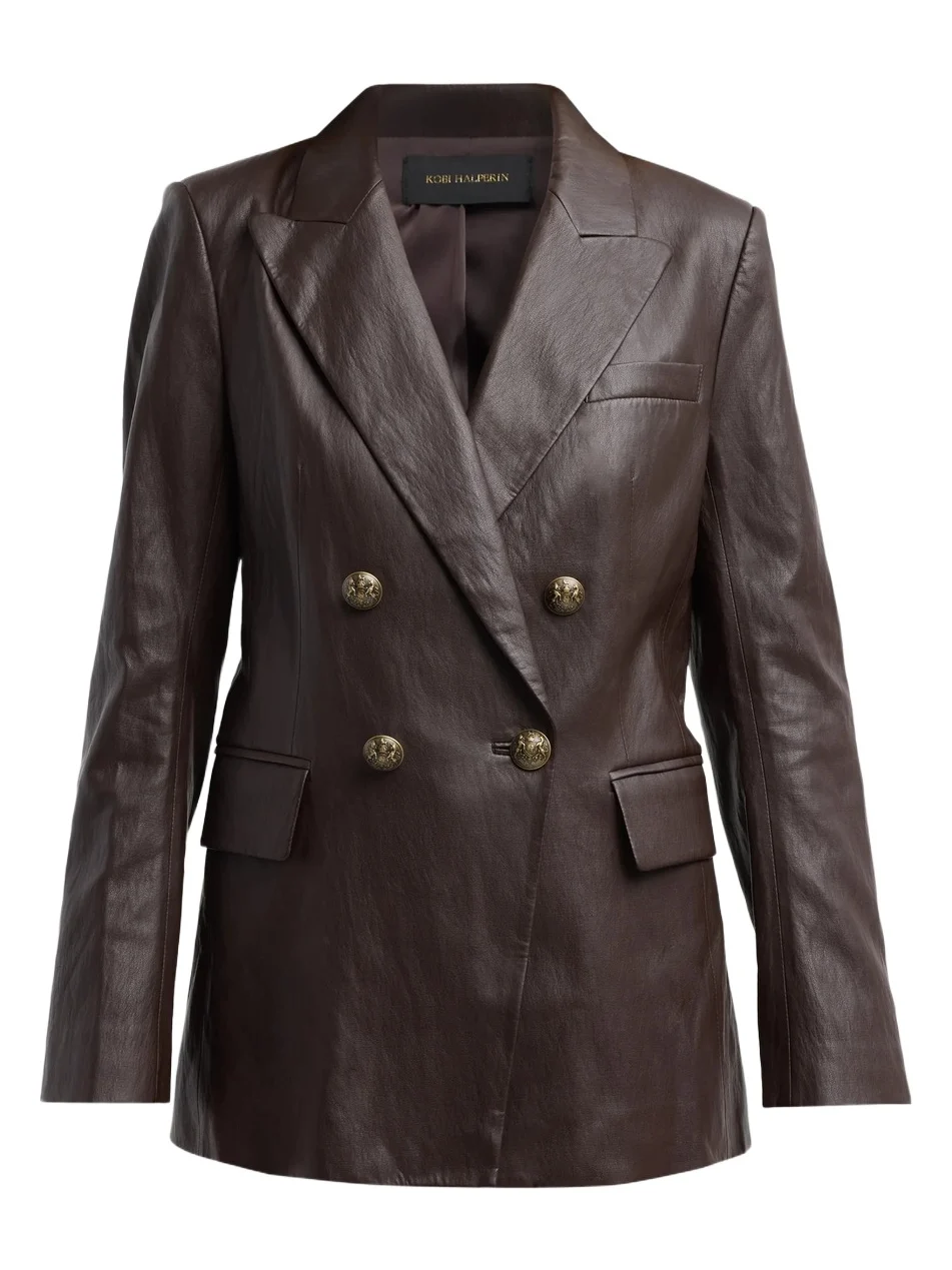 Women's Alyson Faux-Leather Double-Breasted Jacket Women's Alyson Faux-Leather Double-Breasted Jacket
