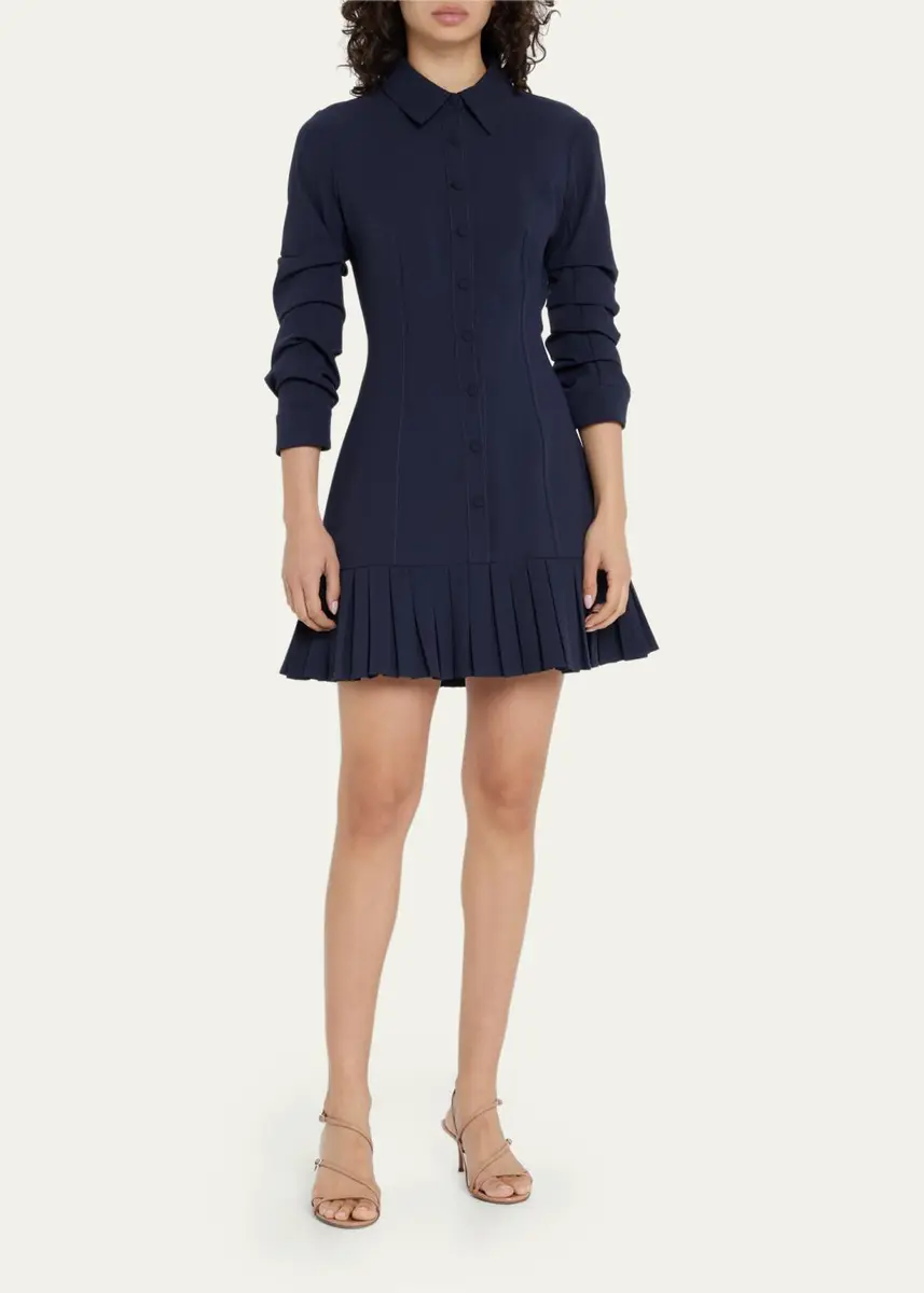 Cinq à Sept Lucilla Topstitched Pleated-Hem Mini Shirtdress | Thumbnail 4 Cinq à Sept Lucilla Topstitched Pleated-Hem Mini Shirtdress | Thumbnail 4