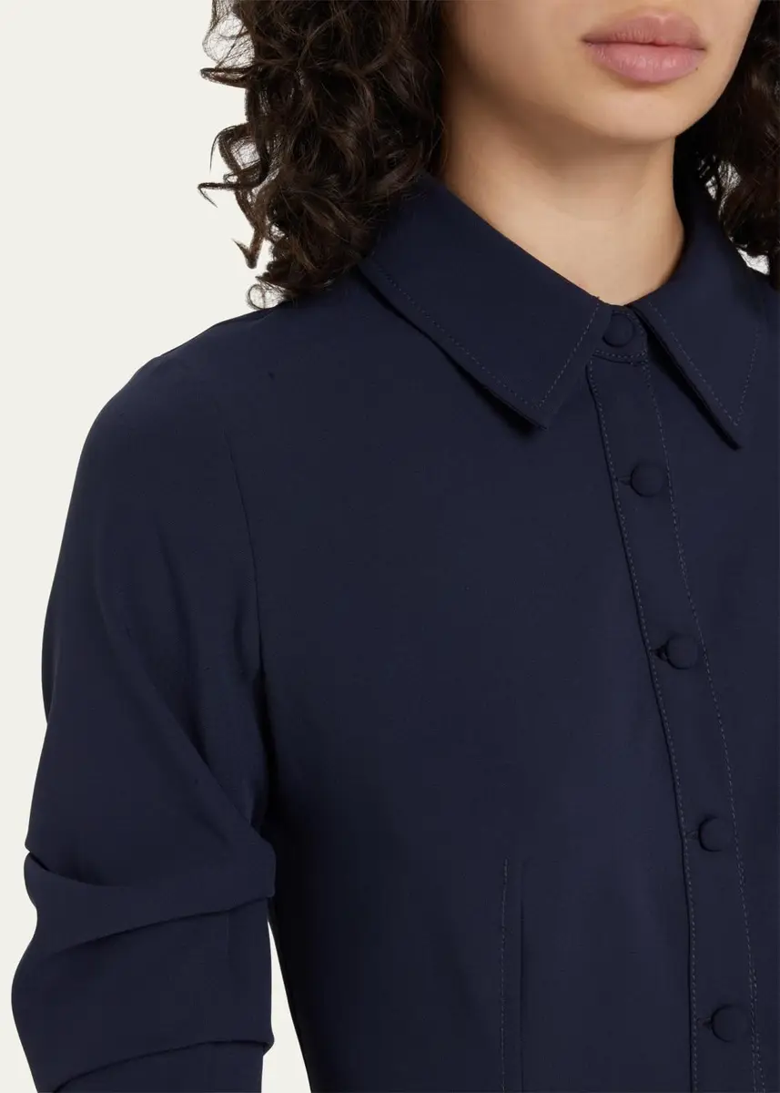 Cinq à Sept Lucilla Topstitched Pleated-Hem Mini Shirtdress | Thumbnail 5 Cinq à Sept Lucilla Topstitched Pleated-Hem Mini Shirtdress | Thumbnail 5