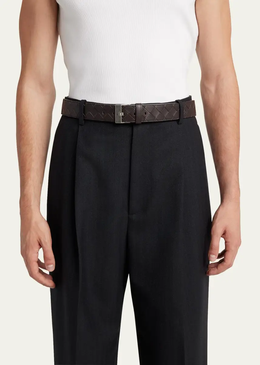 Bottega Veneta Men's Watch-Buckle Intrecciato Leather Belt | Thumbnail 2 Bottega Veneta Men's Watch-Buckle Intrecciato Leather Belt | Thumbnail 2