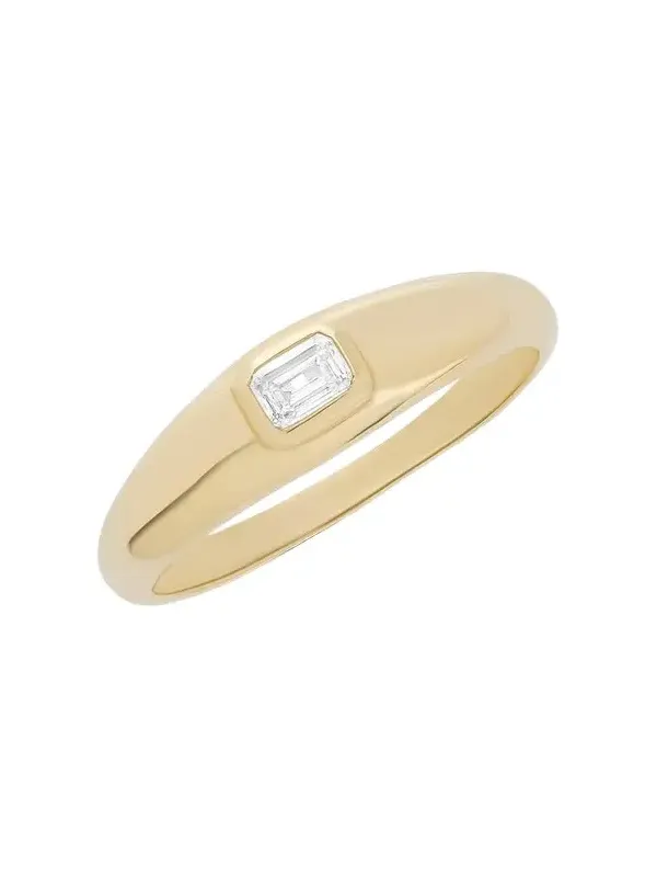 14K Gold Skinny Curved Emerald-Cut Diamond Ring 14K Gold Skinny Curved Emerald-Cut Diamond Ring