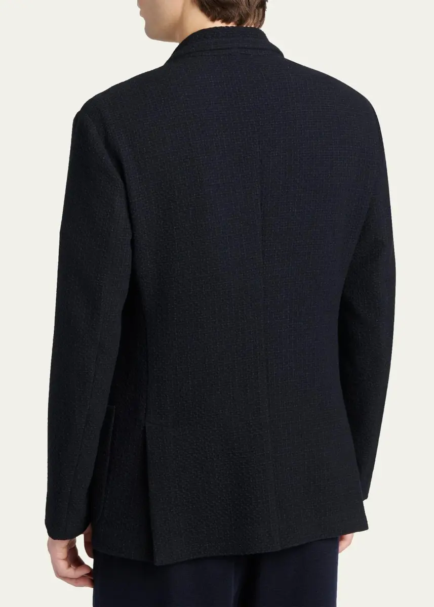 Giorgio Armani Men's Wool Textured Knit Blazer | Thumbnail 3 Giorgio Armani Men's Wool Textured Knit Blazer | Thumbnail 3