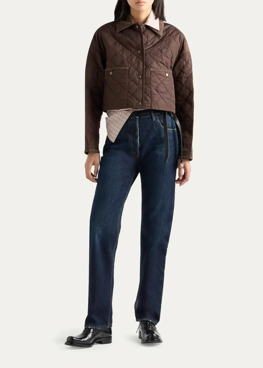 Prada Quilted Corduroy Trim Jacket | Thumbnail 2 Prada Quilted Corduroy Trim Jacket | Thumbnail 2