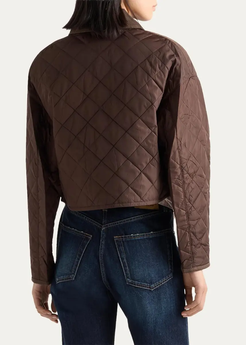 Prada Quilted Corduroy Trim Jacket | Thumbnail 3 Prada Quilted Corduroy Trim Jacket | Thumbnail 3