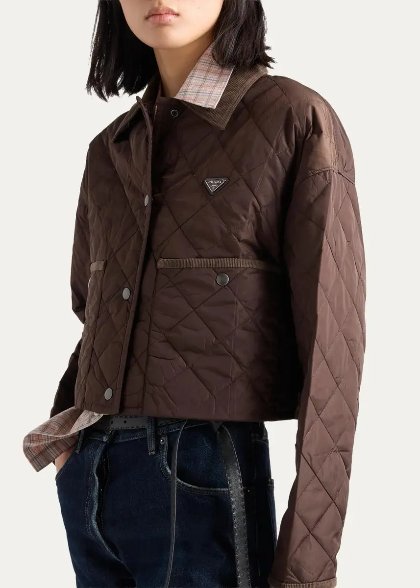 Prada Quilted Corduroy Trim Jacket | Thumbnail 4 Prada Quilted Corduroy Trim Jacket | Thumbnail 4