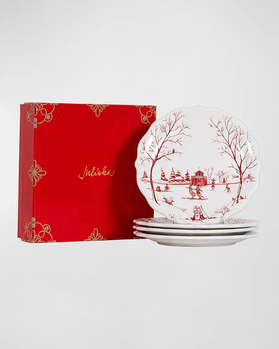 Juliska Country Estate Winter Frolic Mr. & Mrs. Claus Ruby Party Plates, Set of 4 | Thumbnail 2 Juliska Country Estate Winter Frolic Mr. & Mrs. Claus Ruby Party Plates, Set of 4 | Thumbnail 2