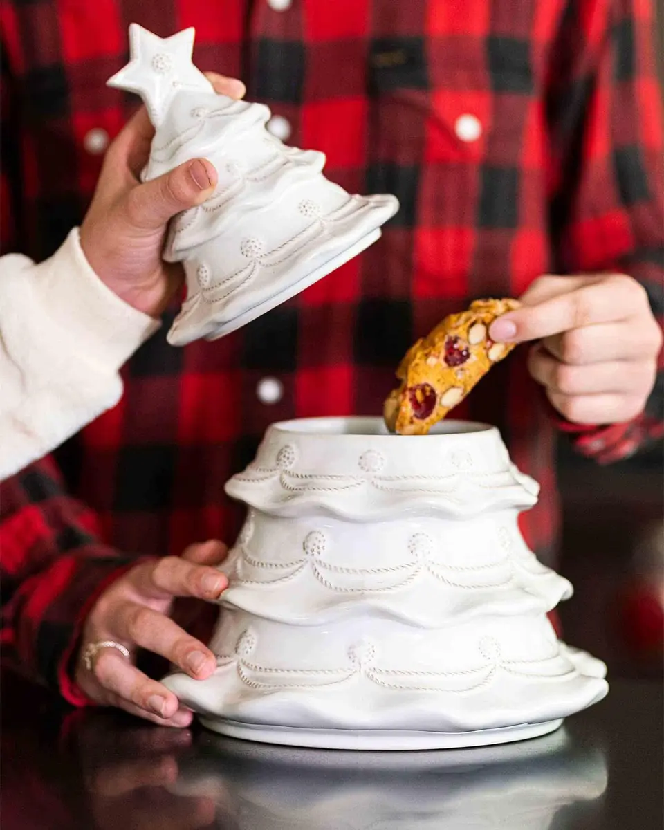 Juliska Berry & Thread Christmas Tree Cookie Jar with Lid - Whitewash | Thumbnail 3 Juliska Berry & Thread Christmas Tree Cookie Jar with Lid - Whitewash | Thumbnail 3