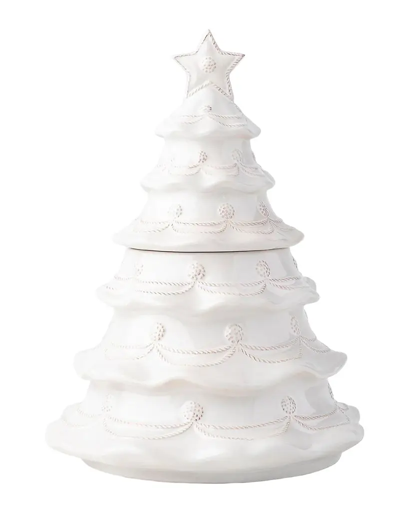 Juliska Berry & Thread Christmas Tree Cookie Jar with Lid - Whitewash