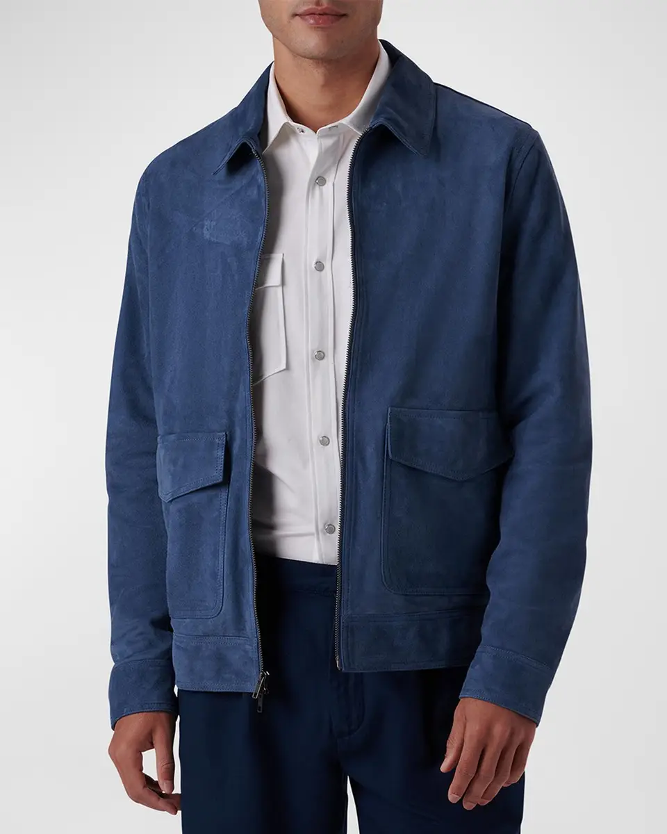 Bugatchi Men's Suede Zip Bomber Jacket | Thumbnail 2