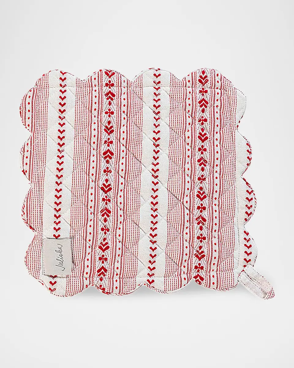 Juliska Villa Stripe Ruby Oven Mitt and Pot Holder 2pc Set | Thumbnail 3 Juliska Villa Stripe Ruby Oven Mitt and Pot Holder 2pc Set | Thumbnail 3