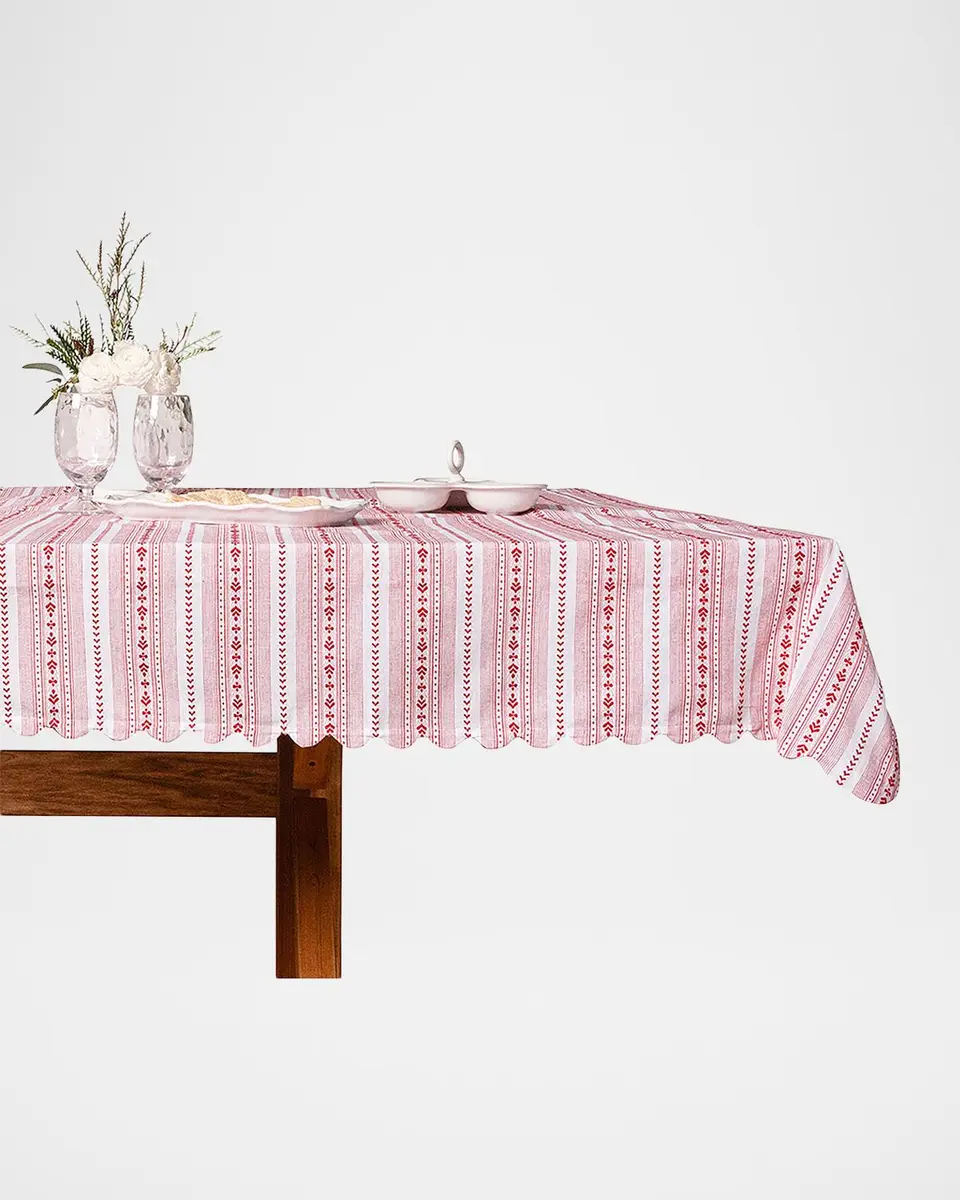 Juliska Villa Stripe Ruby 52" Square Tablecloth | Thumbnail 2 Juliska Villa Stripe Ruby 52" Square Tablecloth | Thumbnail 2