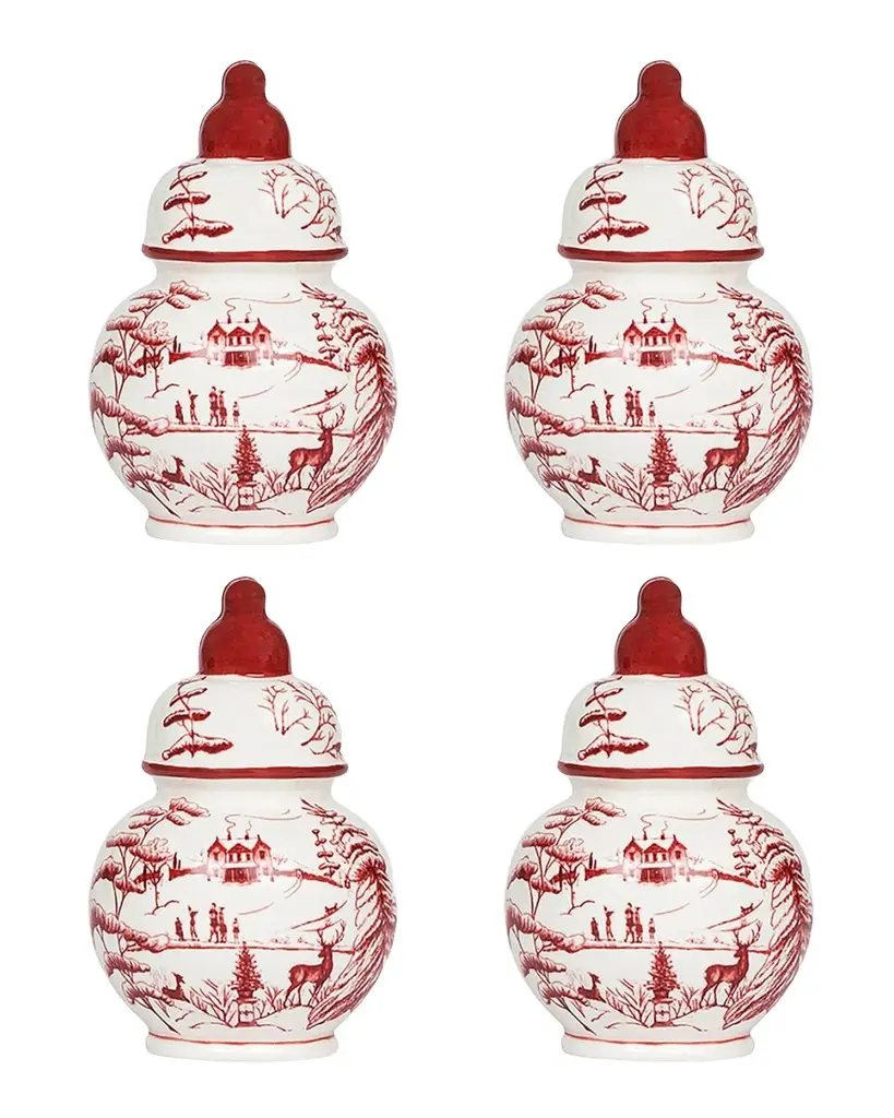 Juliska Country Estate Winter Frolic Ruby Ginger Jar Place Card Holder