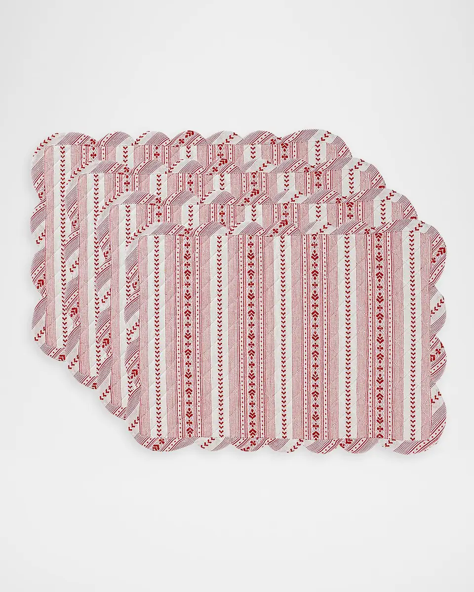 Juliska Villa Stripe Quilted Red Placemats, Set of 4 | Thumbnail 2 Juliska Villa Stripe Quilted Red Placemats, Set of 4 | Thumbnail 2