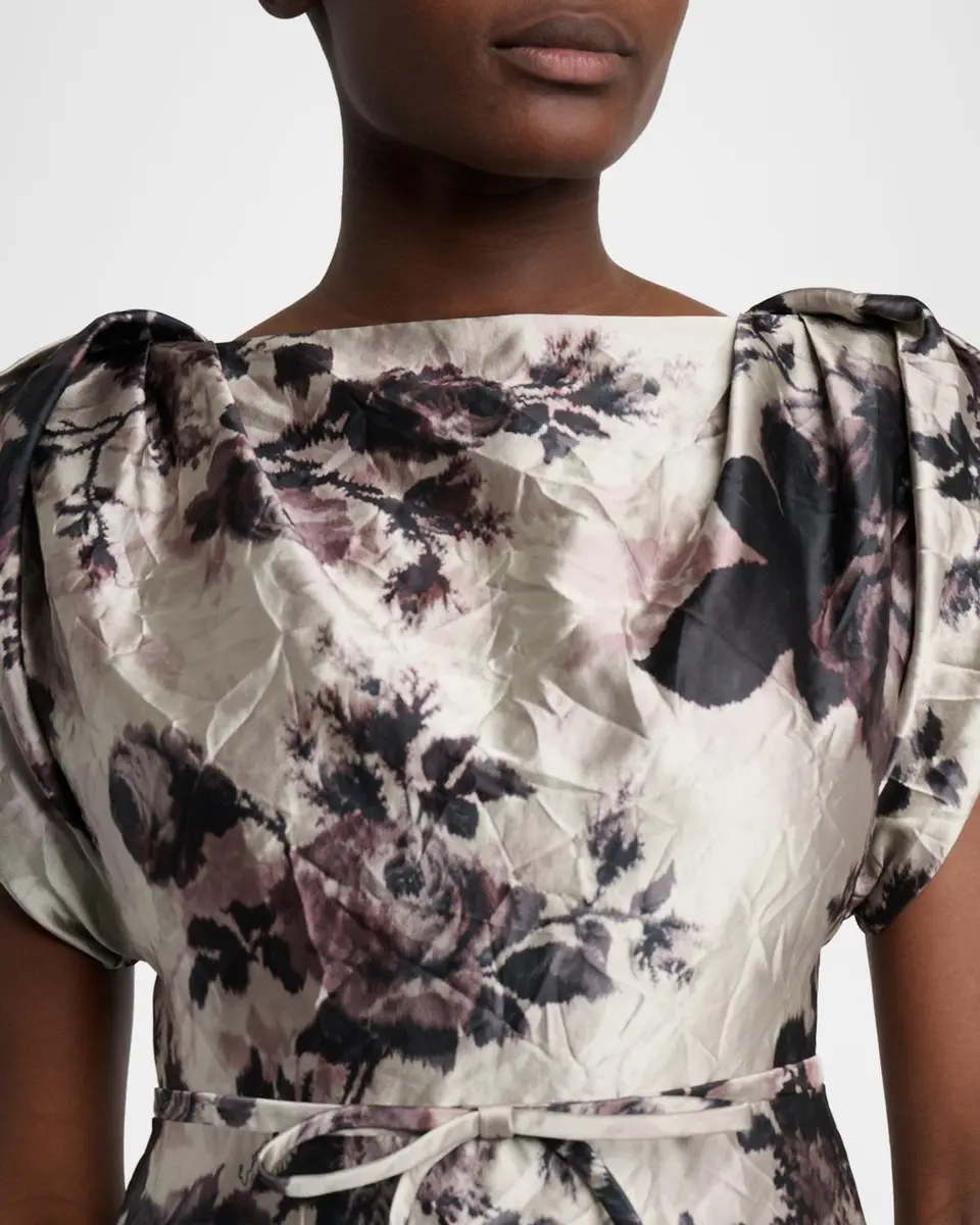 Erdem Floral Textured Satin Column Maxi Dress | Thumbnail 4 Erdem Floral Textured Satin Column Maxi Dress | Thumbnail 4