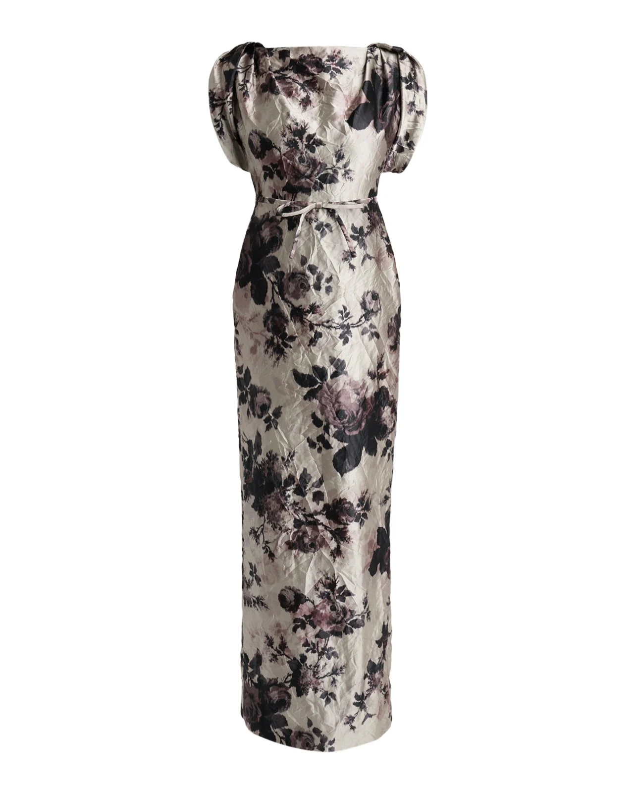 Erdem Floral Textured Satin Column Maxi Dress
