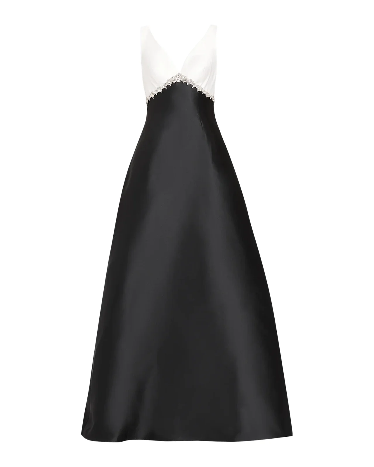 PAMELLA ROLAND Sleeveless Colorblock Mikado Silk Empire Gown