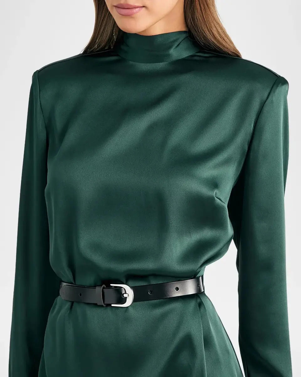 SEROYA Angrea Satin High-Neck Mini Dress | Thumbnail 5