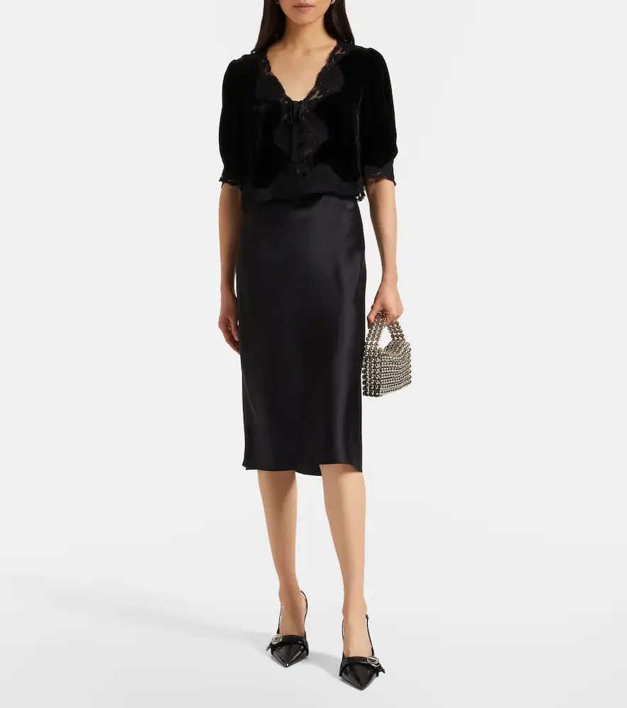 Rixo Ursula lace-trimmed velvet top | Thumbnail 2 Rixo Ursula lace-trimmed velvet top | Thumbnail 2