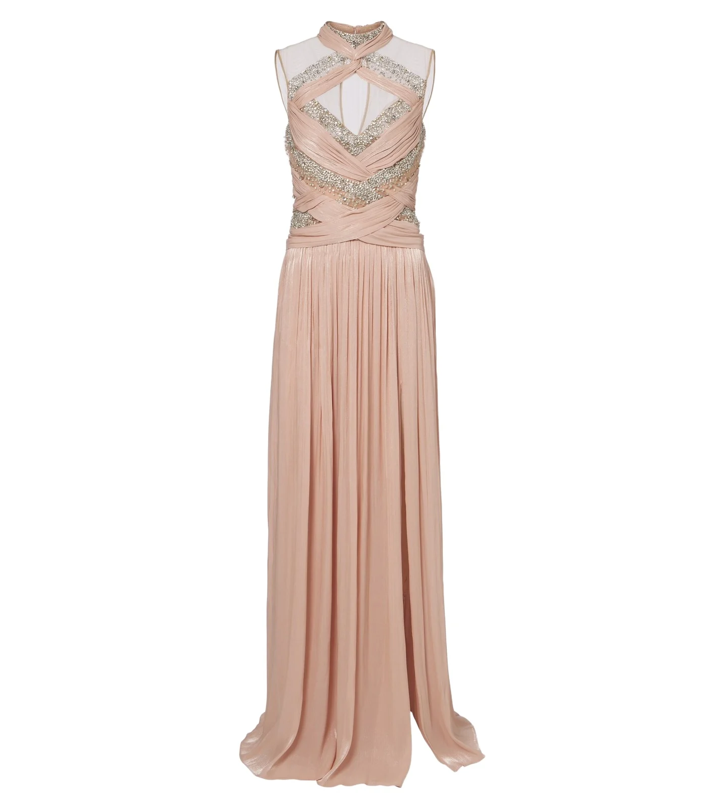 Avalia draped embellished georgette bustier gown