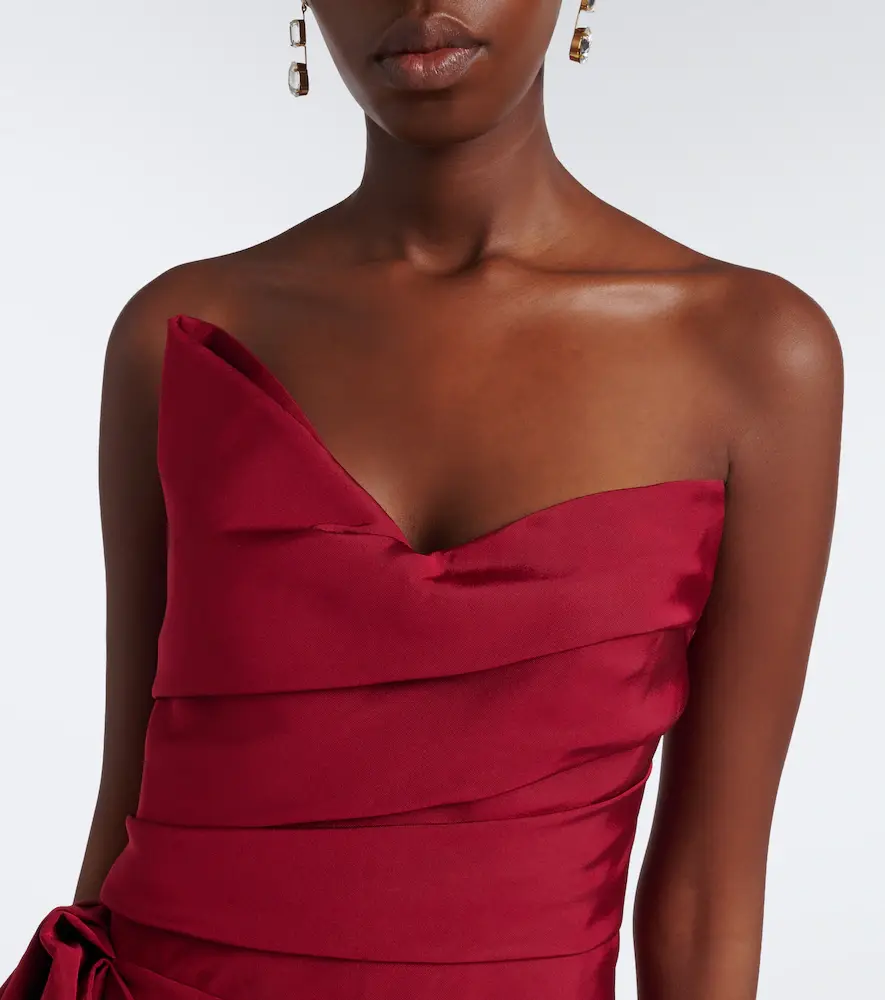 MONIQUE LHUILLIER Asymmetric draped silk bustier gown | Thumbnail 2