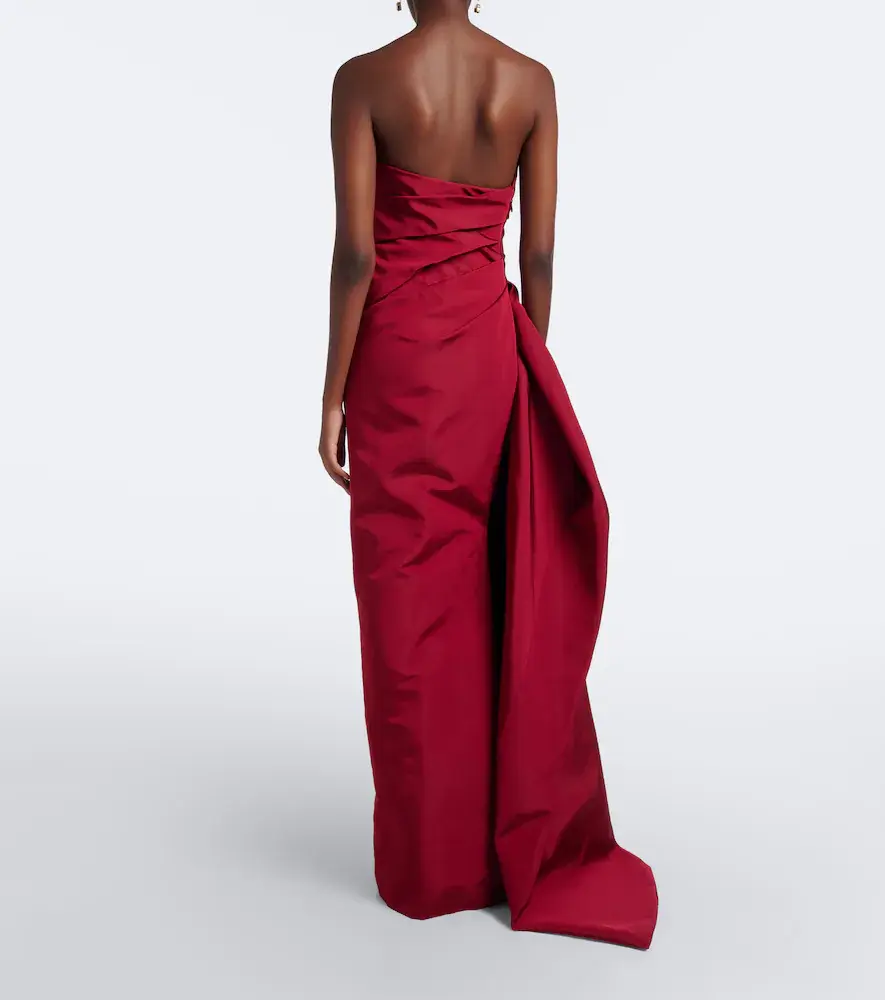 MONIQUE LHUILLIER Asymmetric draped silk bustier gown | Thumbnail 5
