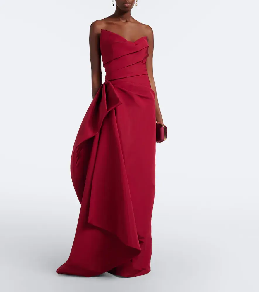 MONIQUE LHUILLIER Asymmetric draped silk bustier gown | Thumbnail 6
