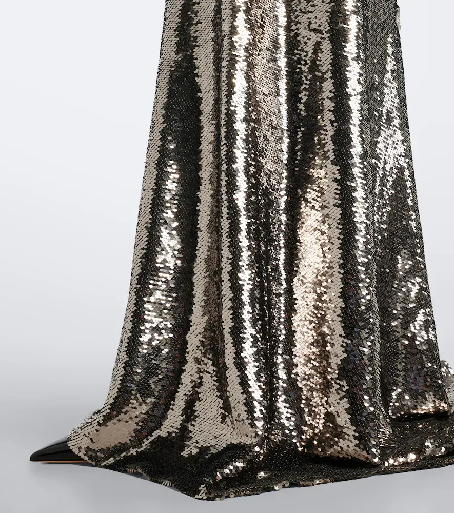 MONIQUE LHUILLIER Sequined velvet-paneled off-shoulder gown | Thumbnail 2