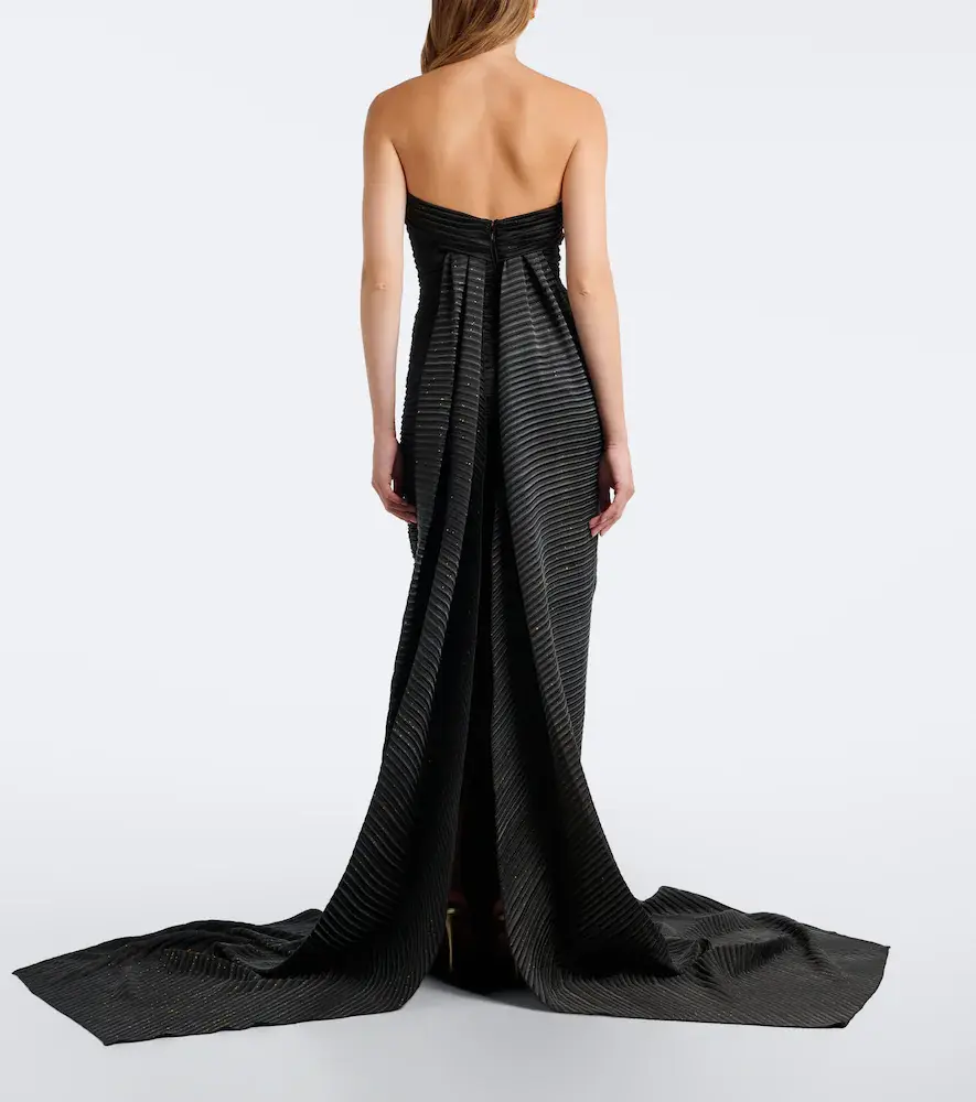 Marmar Halim Pleated satin bustier gown | Thumbnail 2