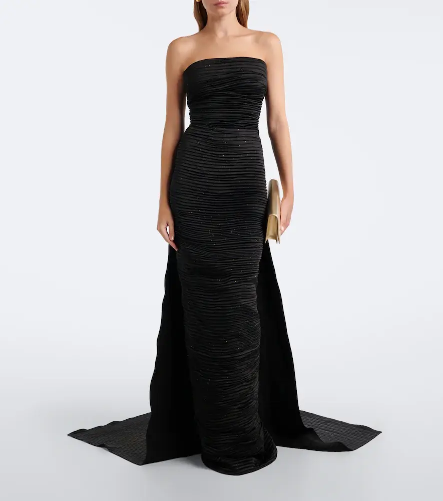 Marmar Halim Pleated satin bustier gown | Thumbnail 4
