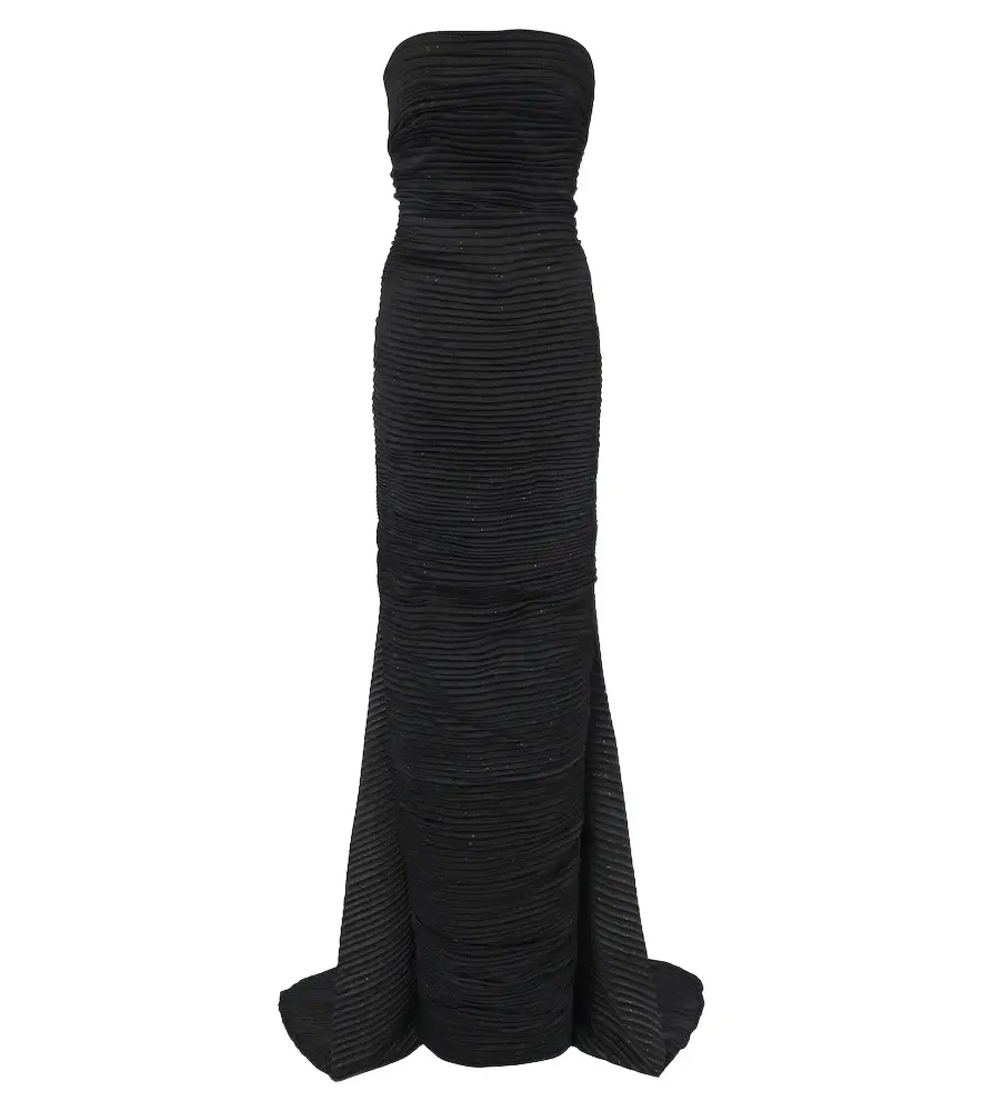 Pleated satin bustier gown Pleated satin bustier gown