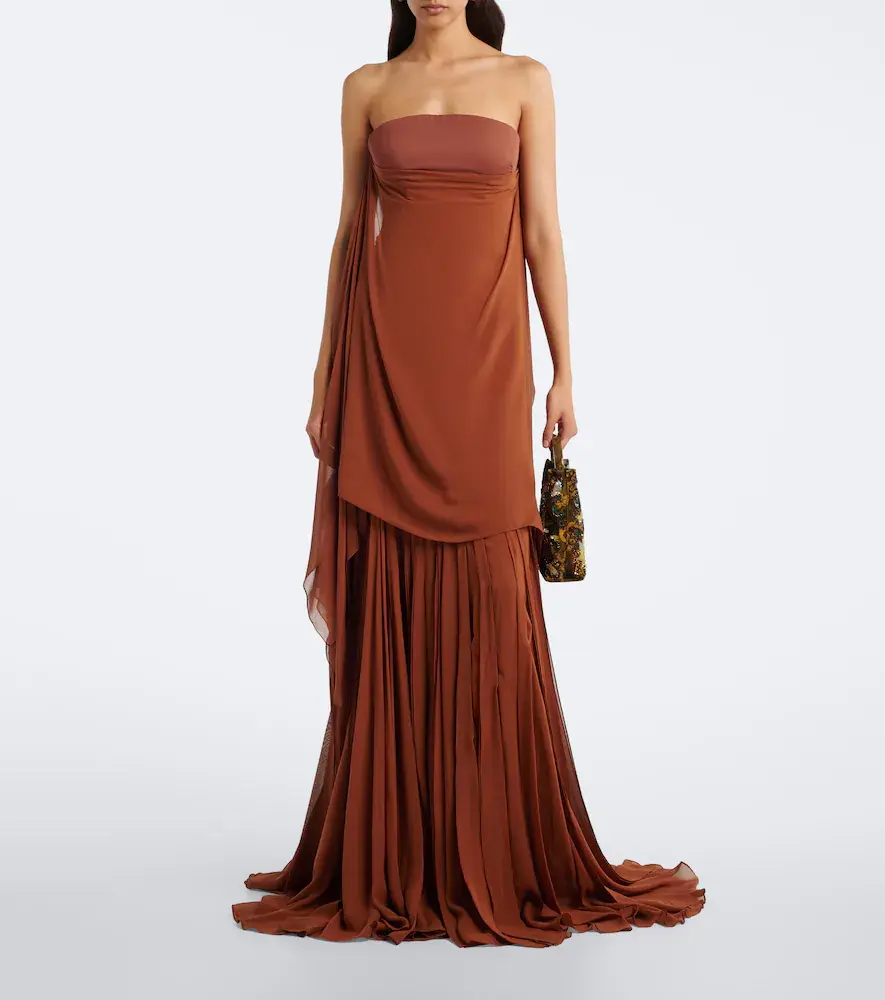 Marmar Halim Draped georgette bustier gown | Thumbnail 5