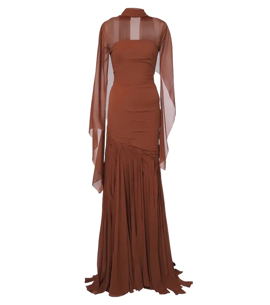 Draped georgette bustier gown Draped georgette bustier gown
