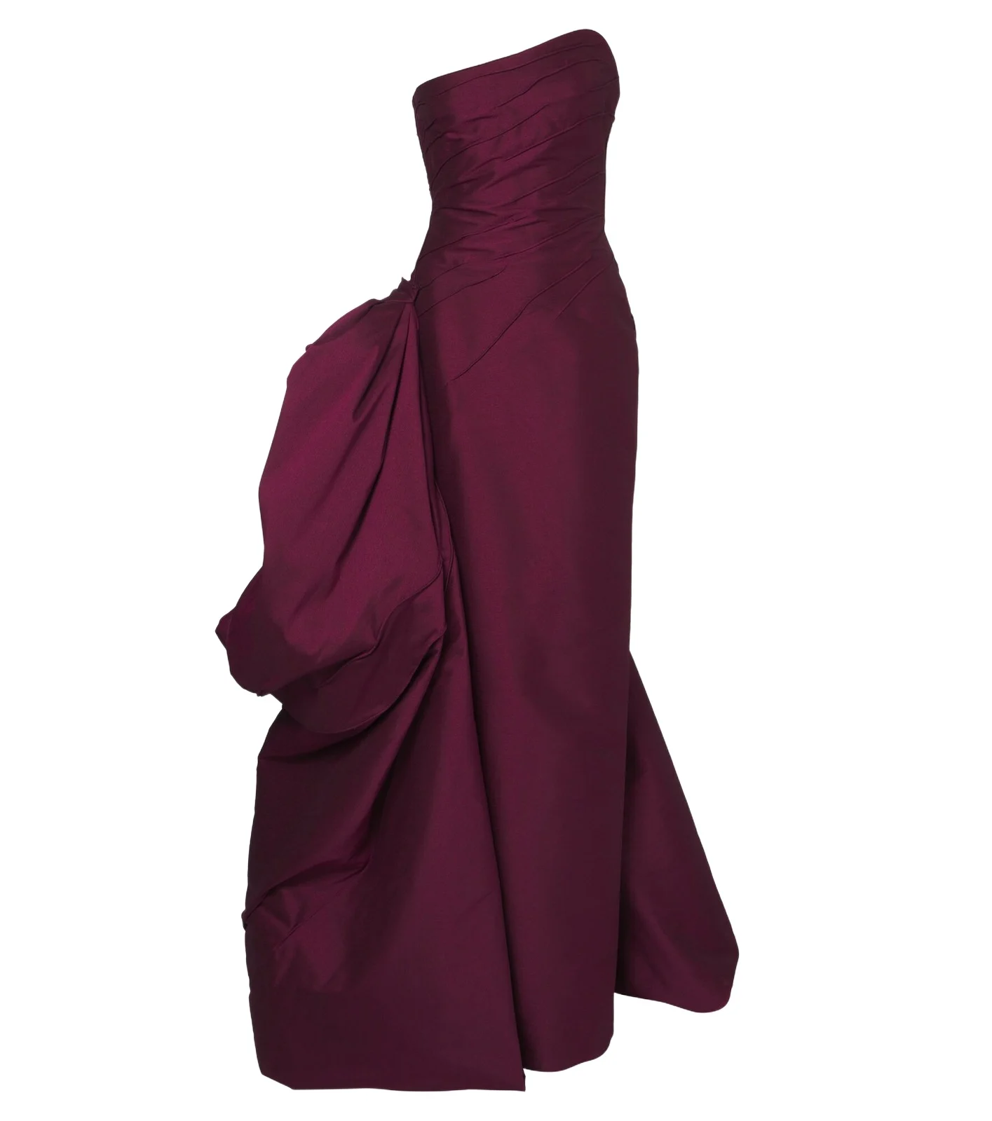 Draped taffeta bustier gown