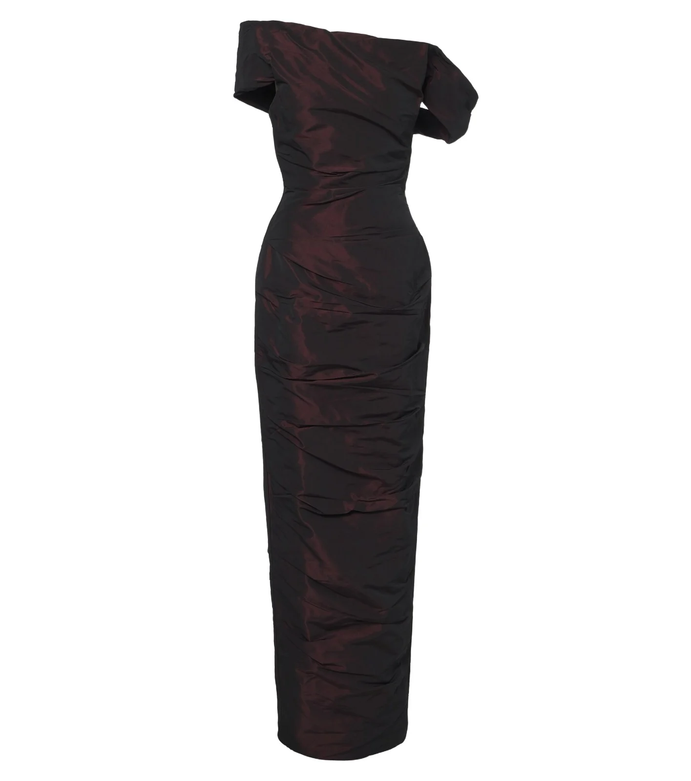 Off-shoulder taffeta corset gown